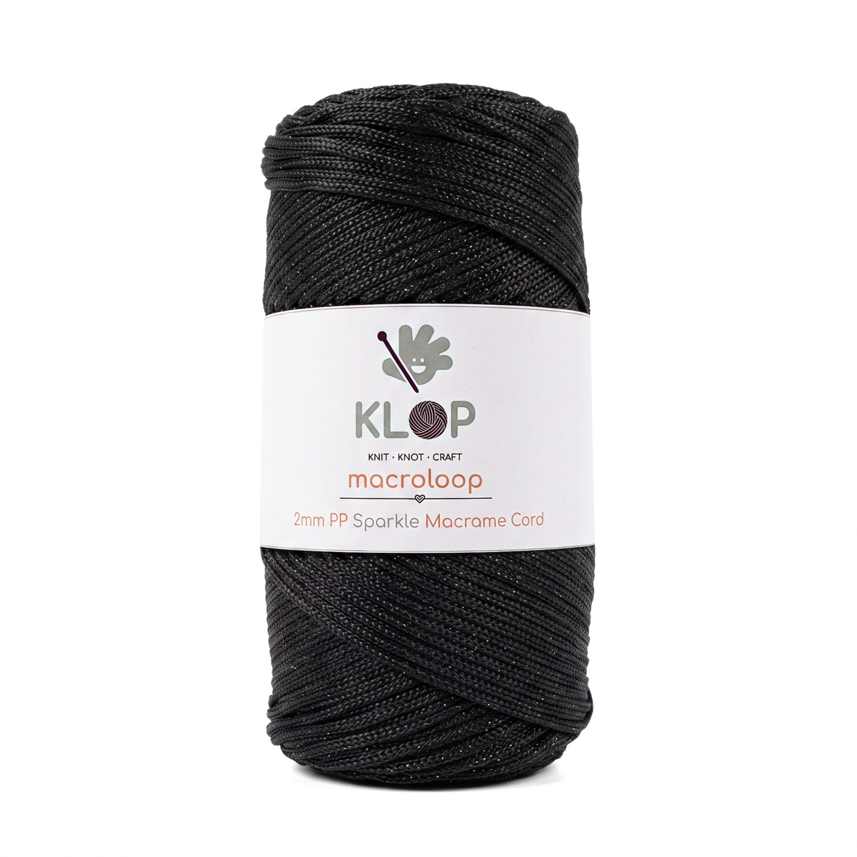 KLOP 2mm Sparkle Polyester Macrame Cord - Black