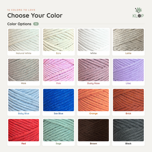 KLOP 3mm Single Strand Cotton Macrame Cord info