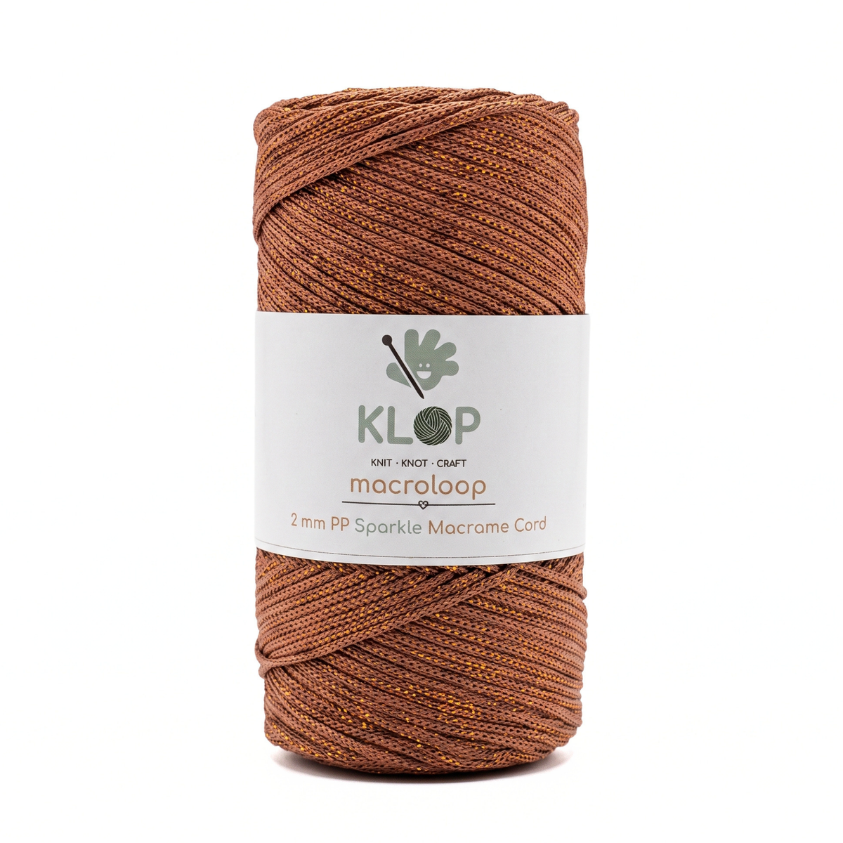 KLOP 2mm Sparkle Polyester Macrame Cord - Copper