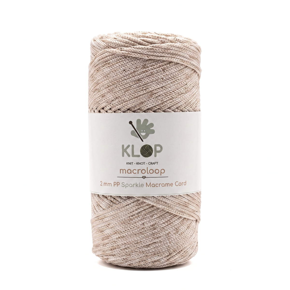 KLOP 2mm Sparkle Polyester Macrame Cord - Ecru