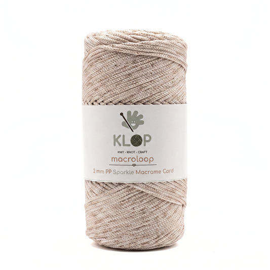 KLOP 2mm Sparkle Polyester Macrame Cord - Ecru