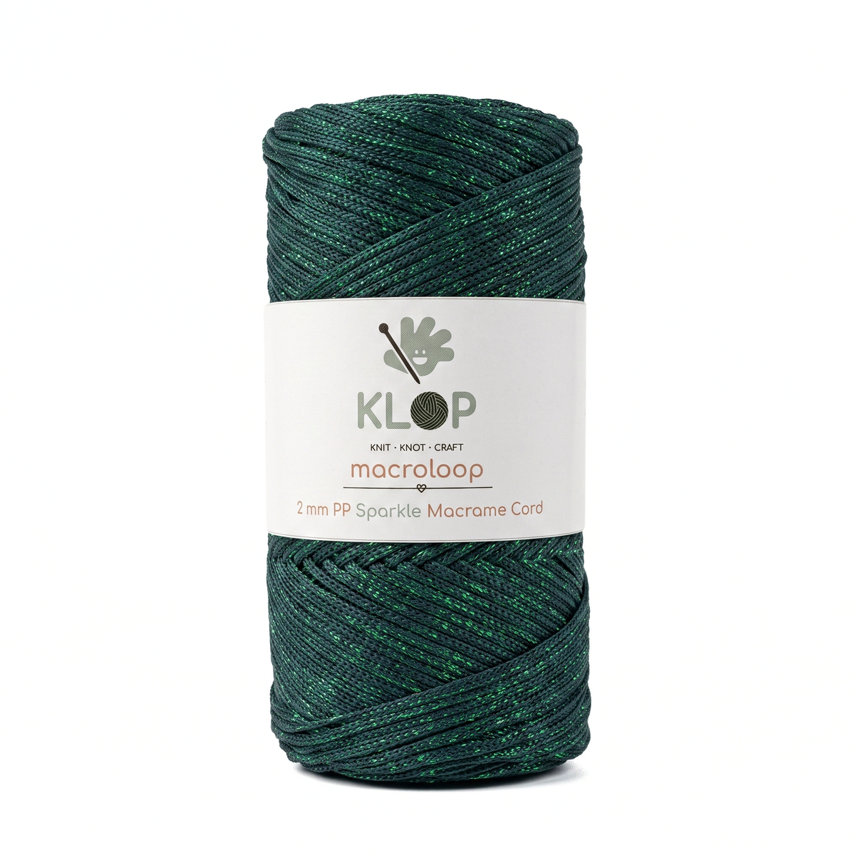 KLOP 2mm Sparkle Polyester Macrame Cord - Forest Green