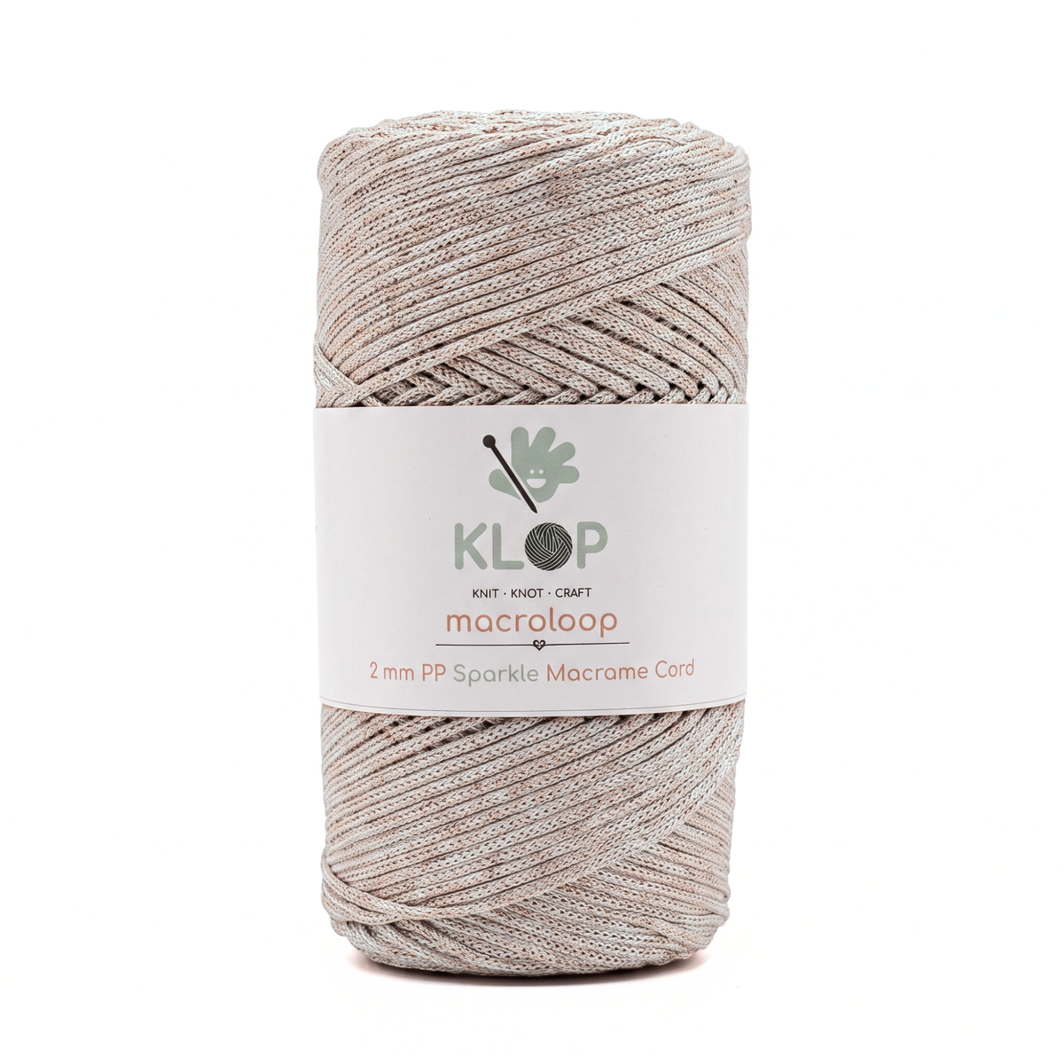 KLOP 2mm Sparkle Polyester Macrame Cord - Latte