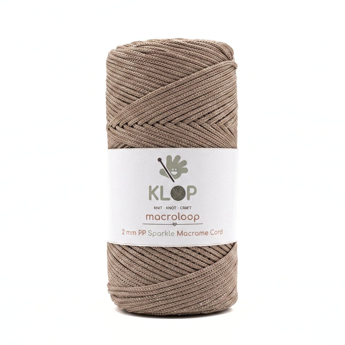 KLOP 2mm Sparkle Polyester Macrame Cord - Mink