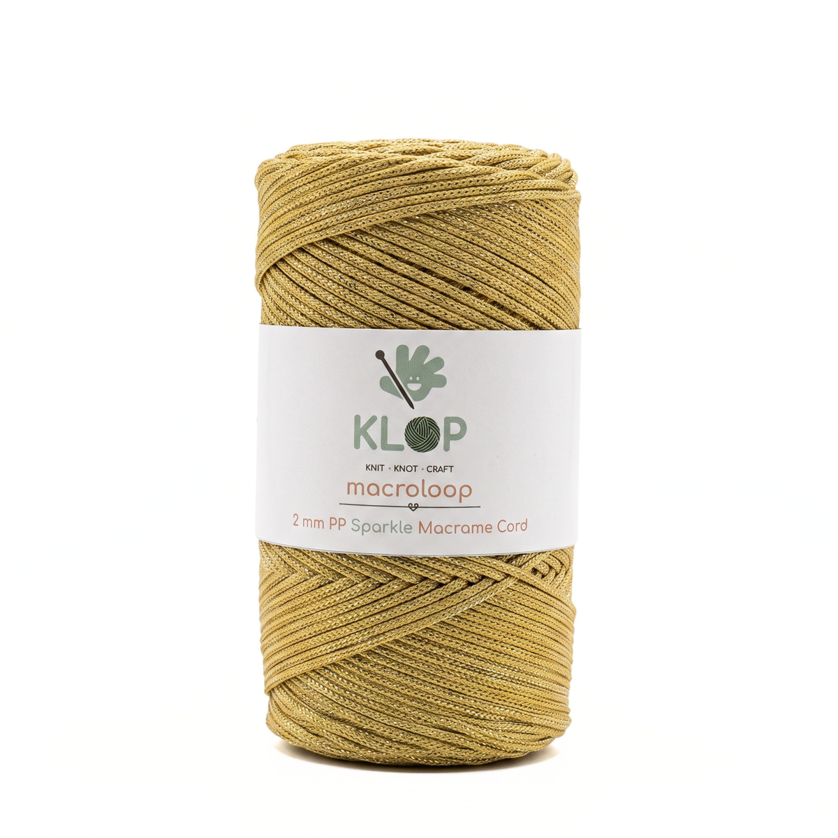 KLOP 2mm Sparkle Polyester Macrame Cord - Mustard