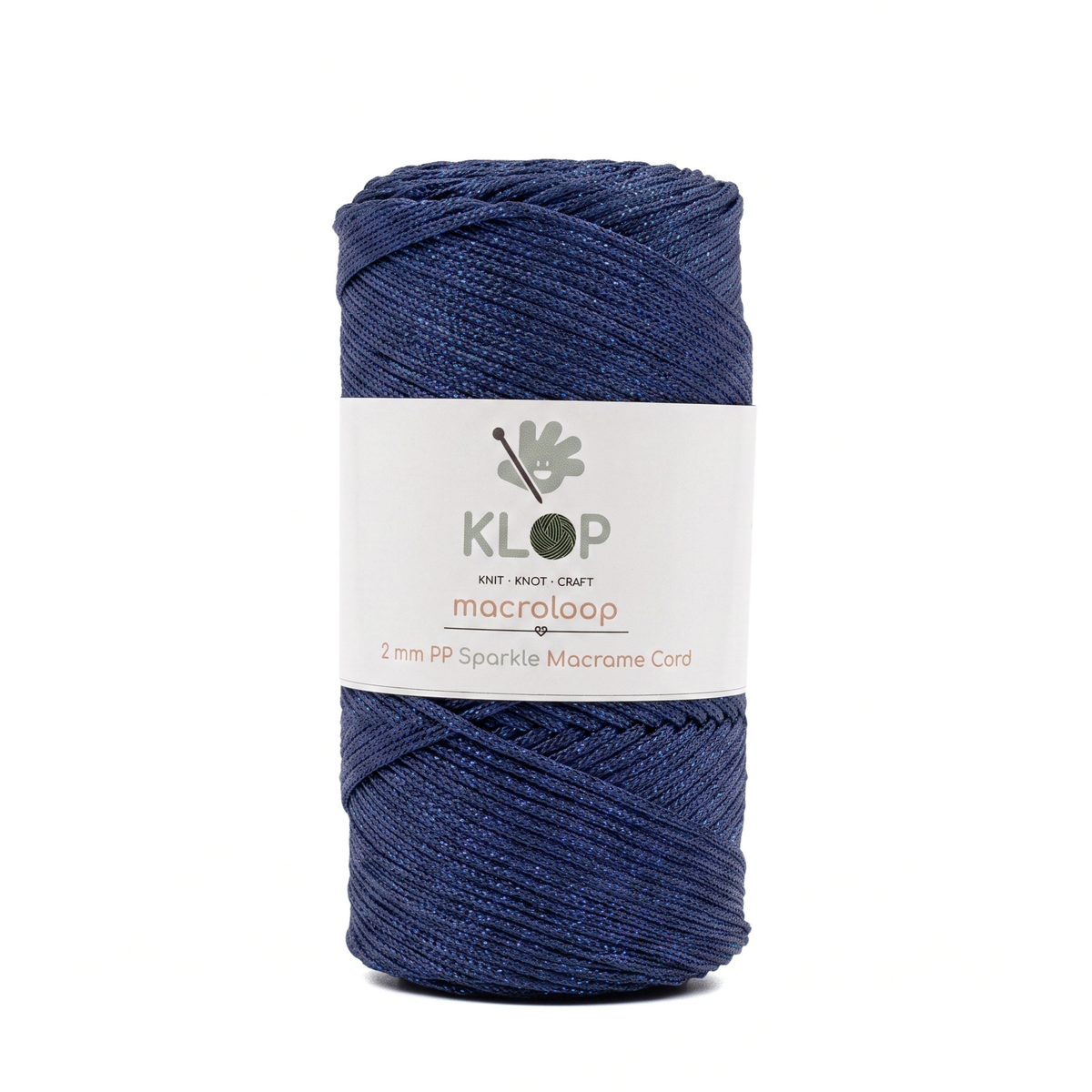 KLOP 2mm Sparkle Polyester Macrame Cord - Navy Blue
