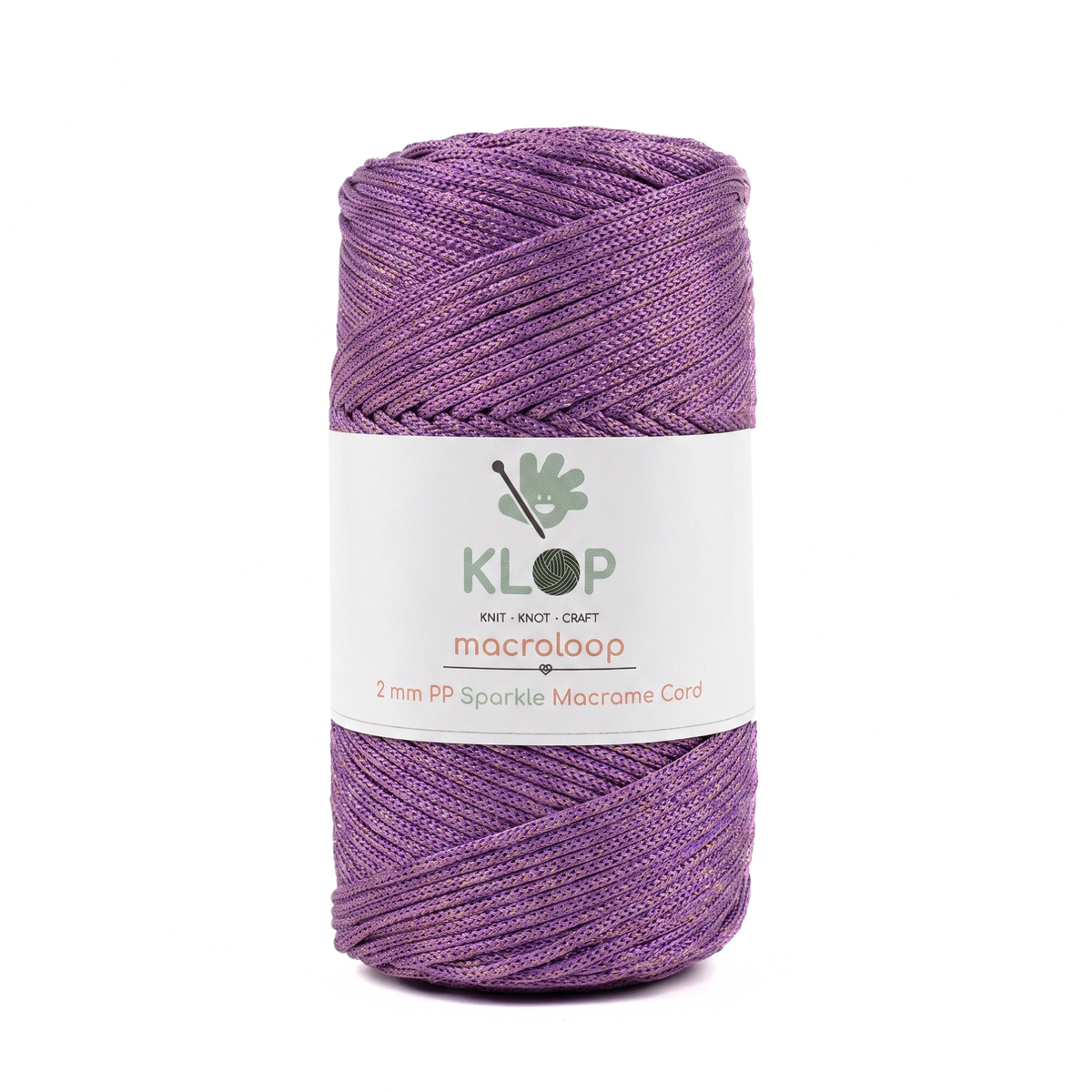 KLOP 2mm Sparkle Polyester Macrame Cord - Purple