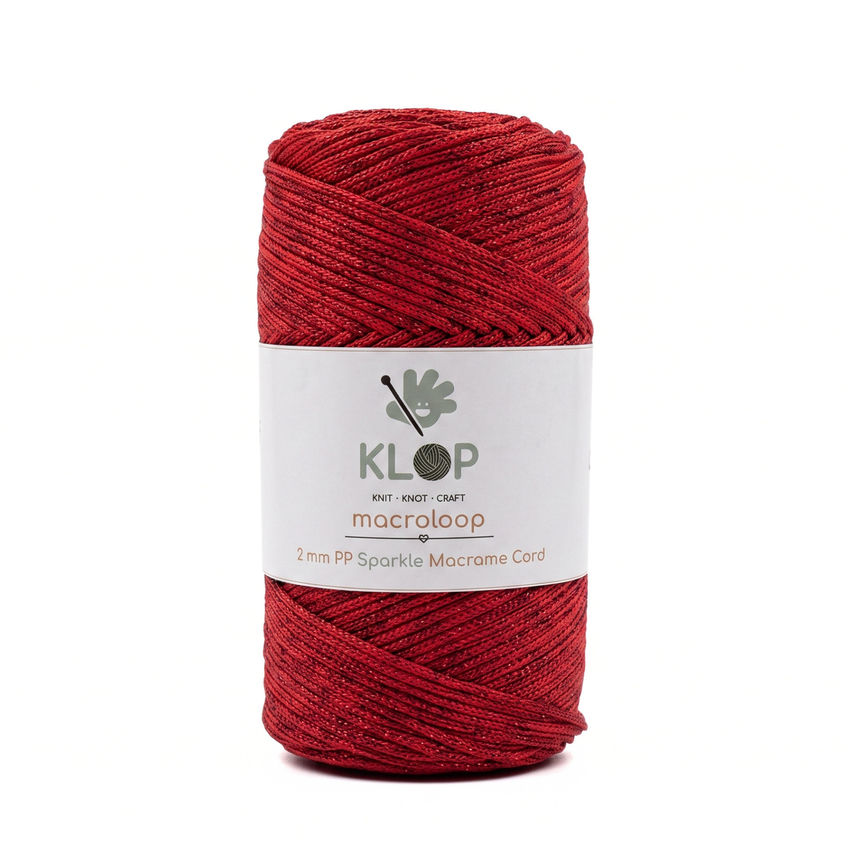 KLOP 2mm Sparkle Polyester Macrame Cord - Red