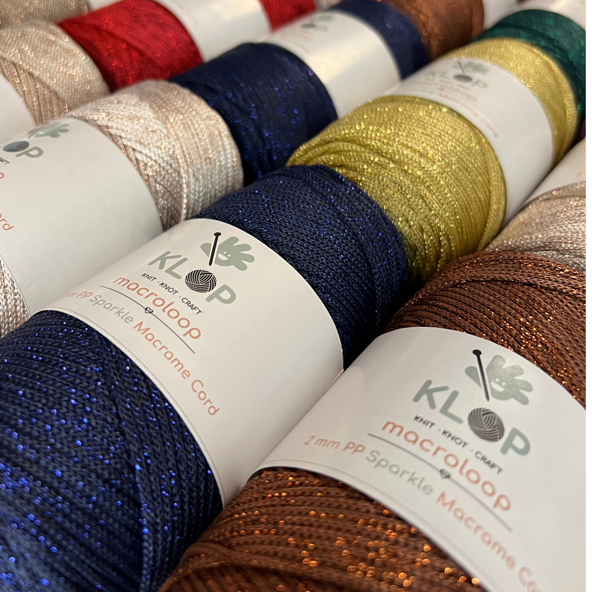 KLOP 2mm Sparkle Polyester Macrame Cord colors