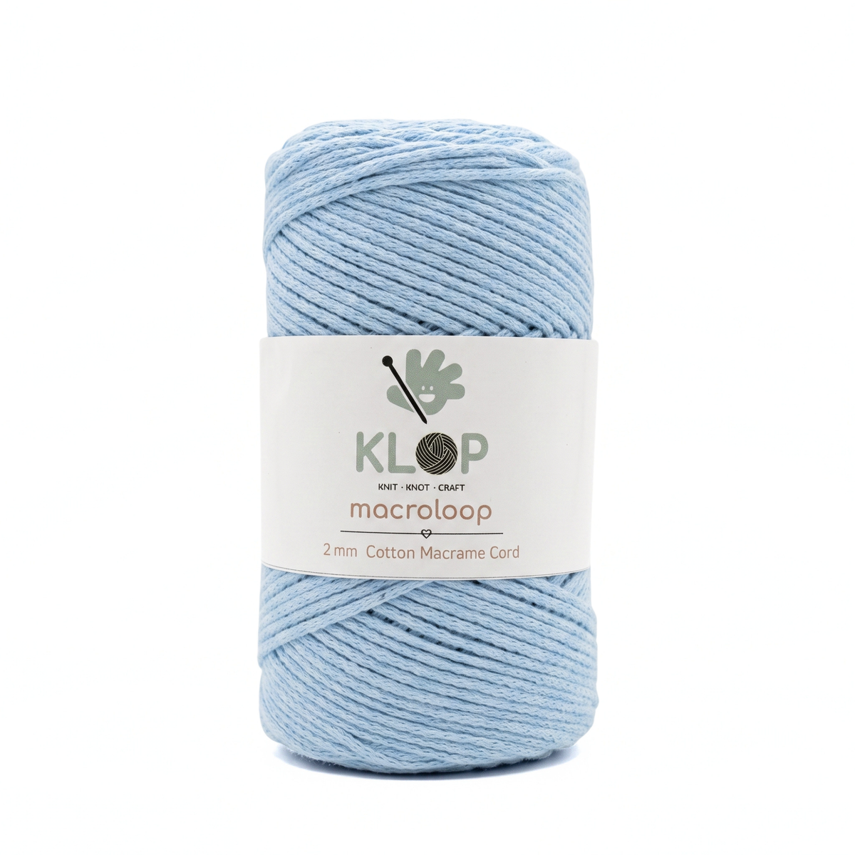 KLOP 2mm Cotton Macrame Cord - Baby Blue