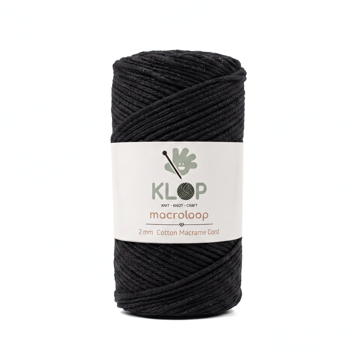 KLOP 2mm Cotton Macrame Cord - Black