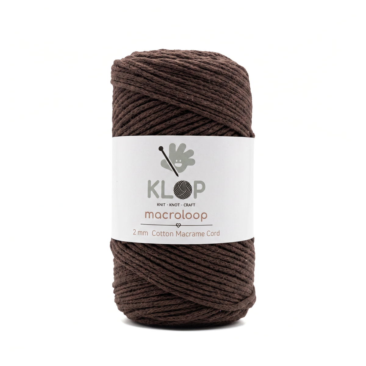 KLOP 2mm Cotton Macrame Cord - Brown