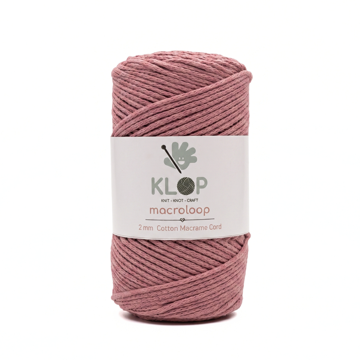 KLOP 2mm Cotton Macrame Cord - Dusty Rose