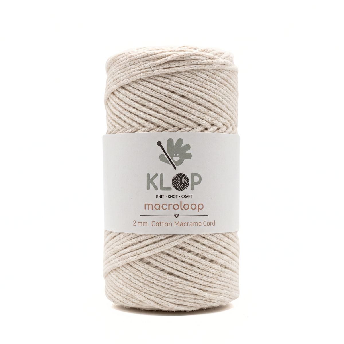 KLOP 2mm Cotton Macrame Cord - Natural White