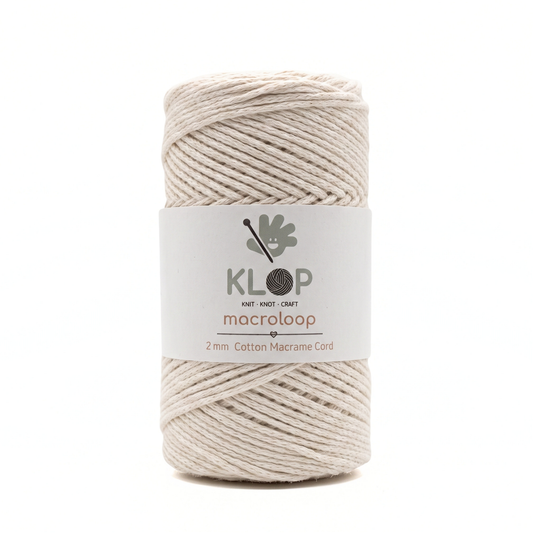 KLOP 2mm Cotton Macrame Cord - Natural White