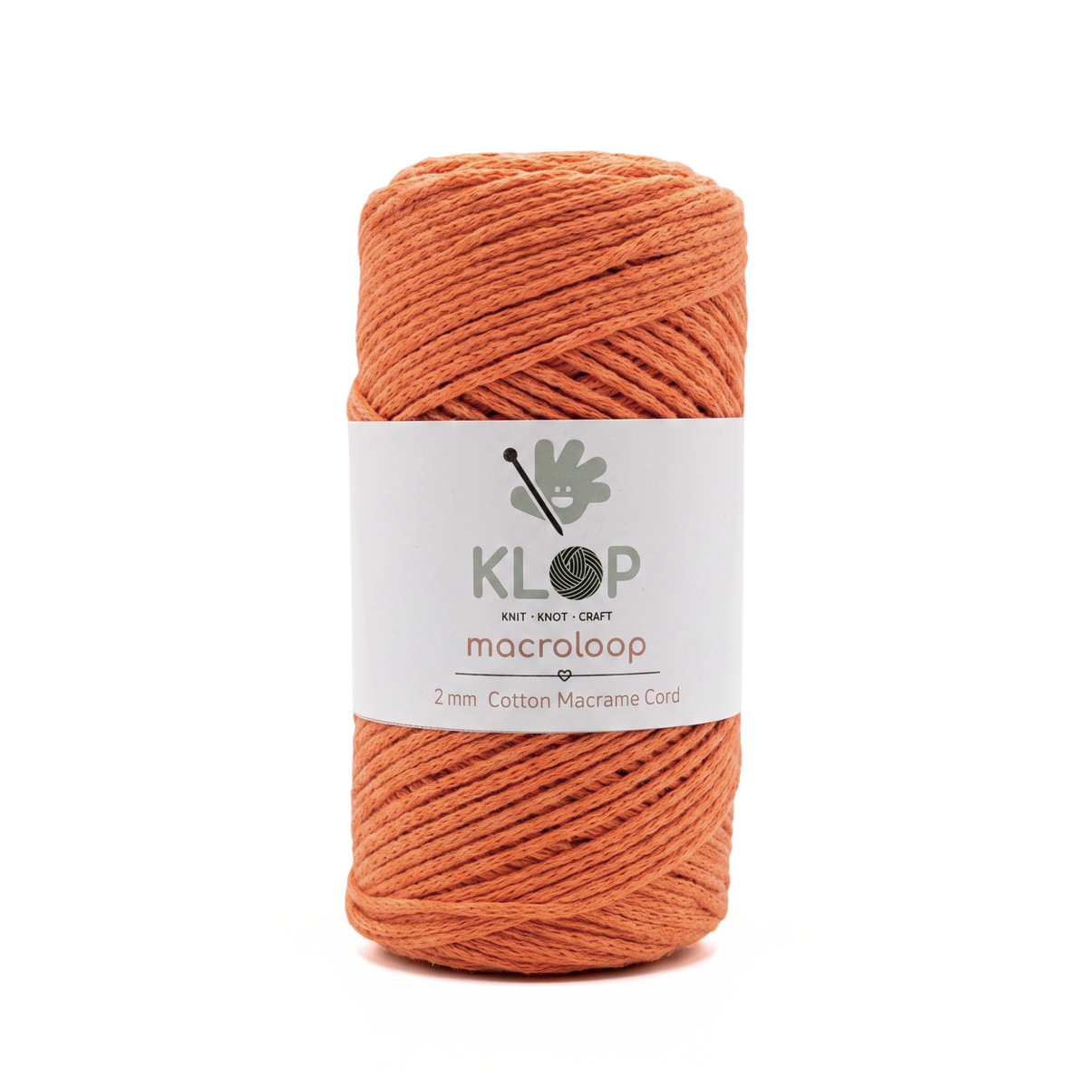 KLOP 2mm Cotton Macrame Cord - Orange