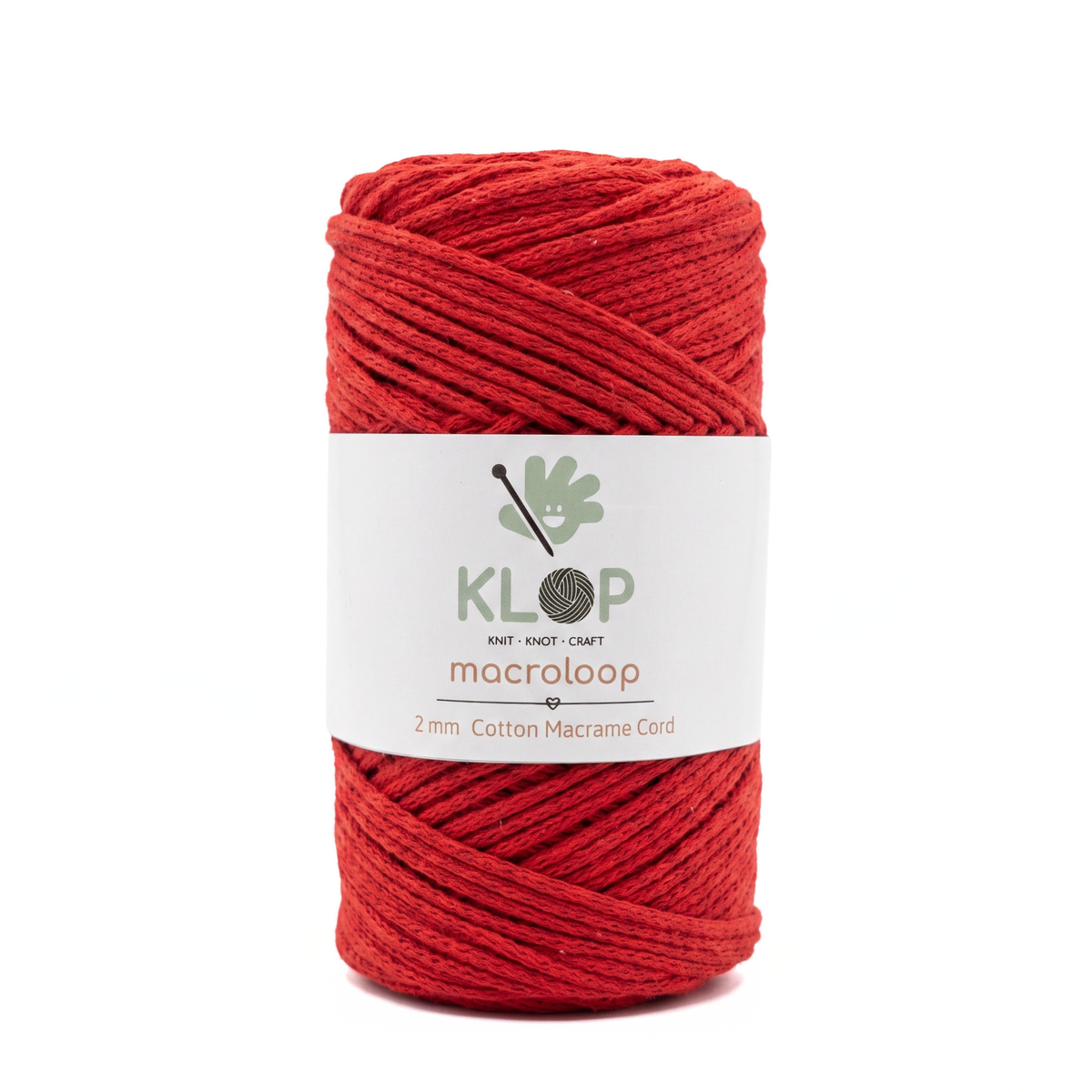 KLOP 2mm Cotton Macrame Cord - Red