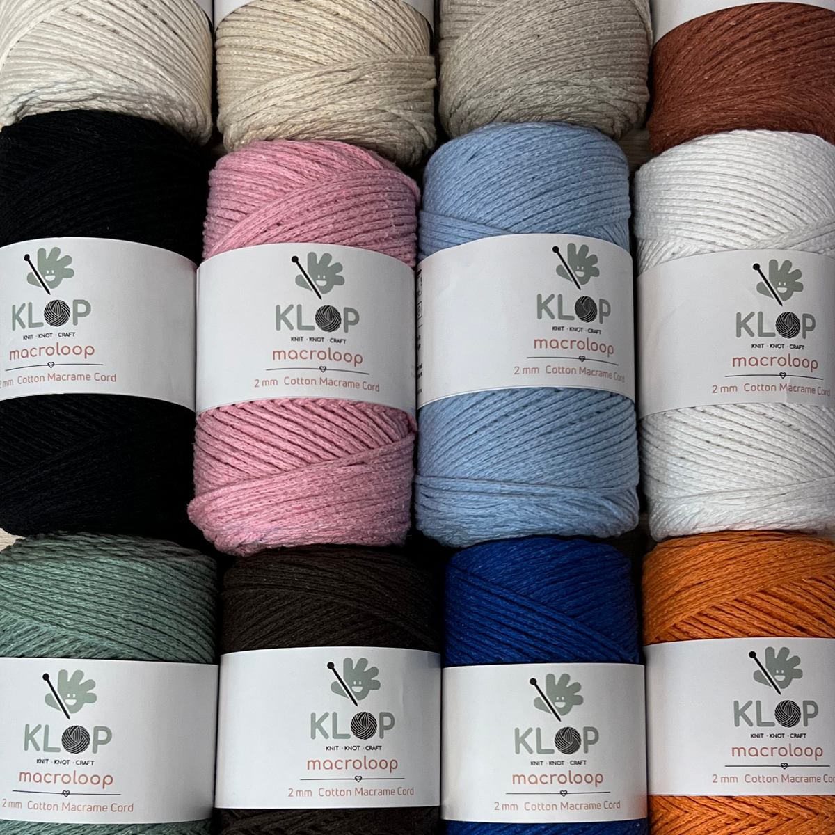KLOP 2mm Cotton Macrame Cord colors