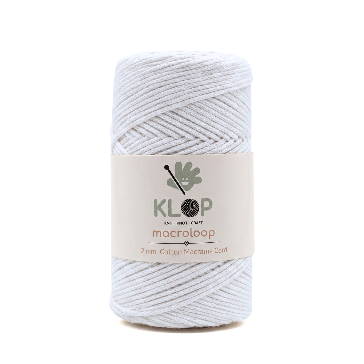 KLOP 2mm Cotton Macrame Cord - White