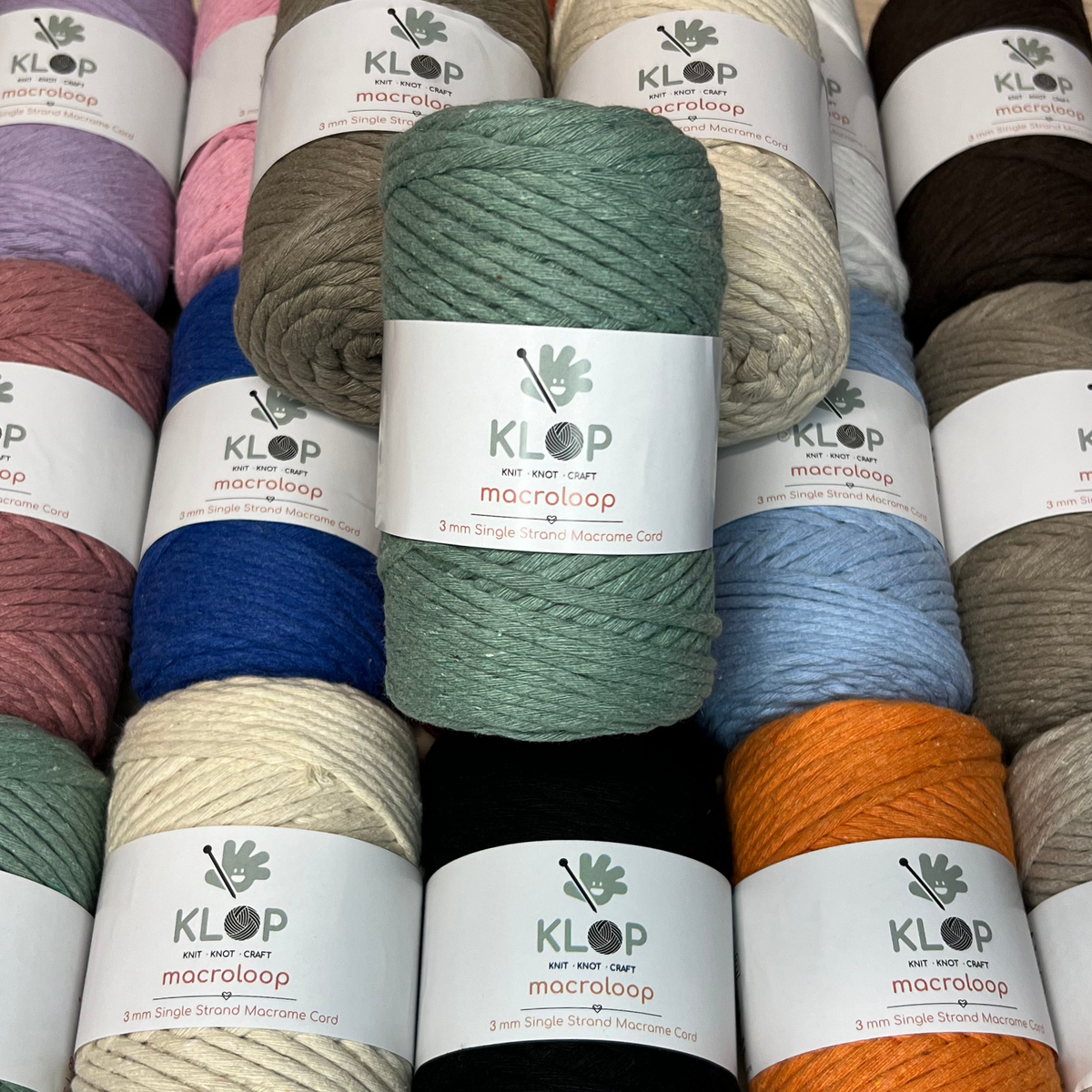 KLOP 3mm Single Strand Cotton Macrame Cord colors