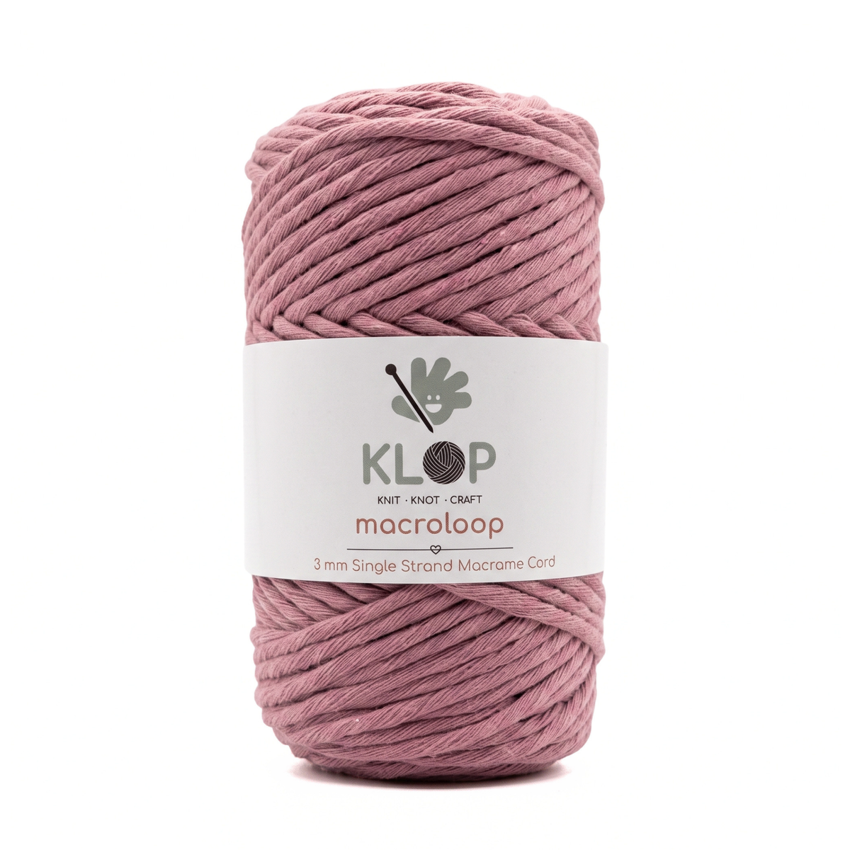 KLOP 3mm Single Strand Cotton Macrame Cord - Dusty Rose