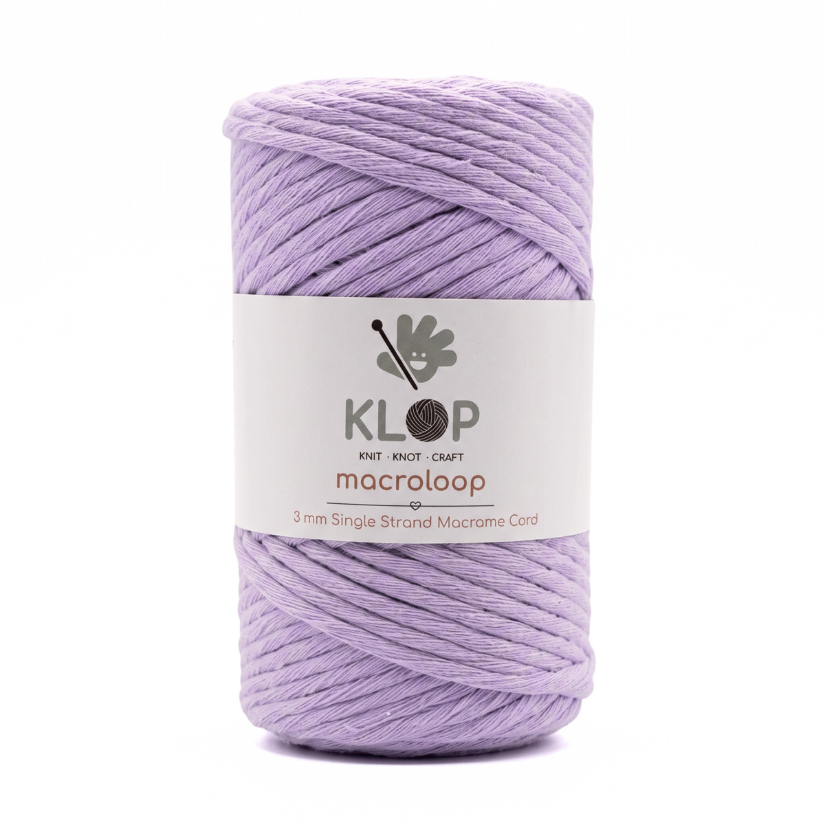 KLOP 3mm Single Strand Cotton Macrame Cord - Lilac
