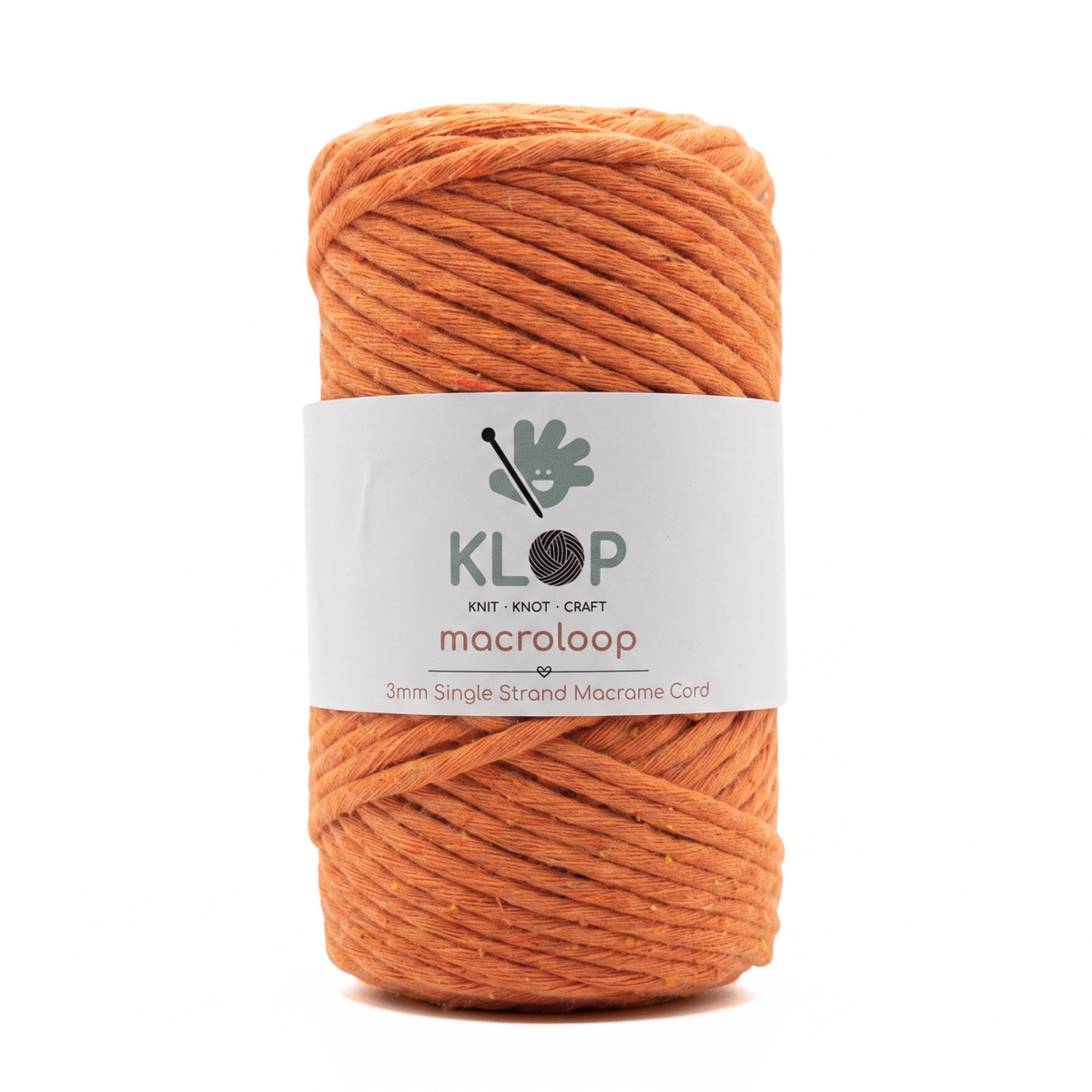 KLOP 3mm Single Strand Cotton Macrame Cord - Orange