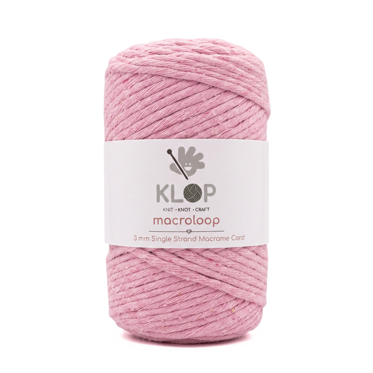 KLOP 3mm Single Strand Cotton Macrame Cord - Pink