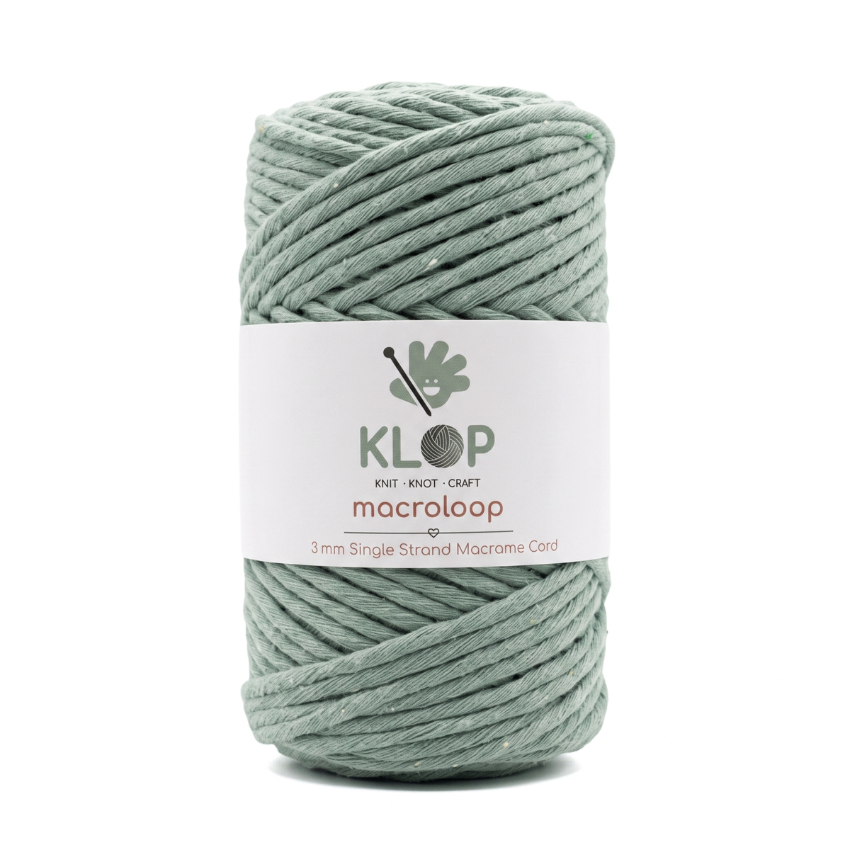KLOP 3mm Single Strand Cotton Macrame Cord - Sage