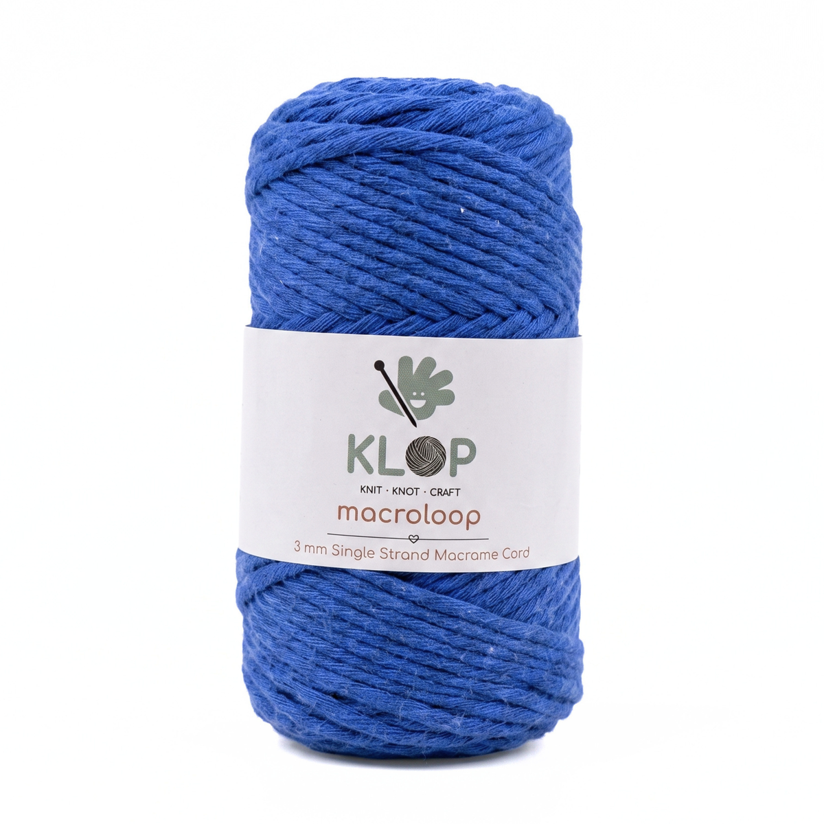 KLOP 3mm Single Strand Cotton Macrame Cord - Sax Blue