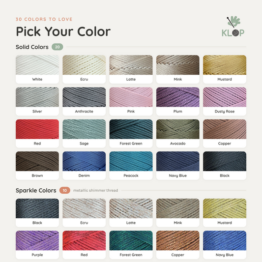 KLOP 2mm Sparkle Polyester Macrame Cord info