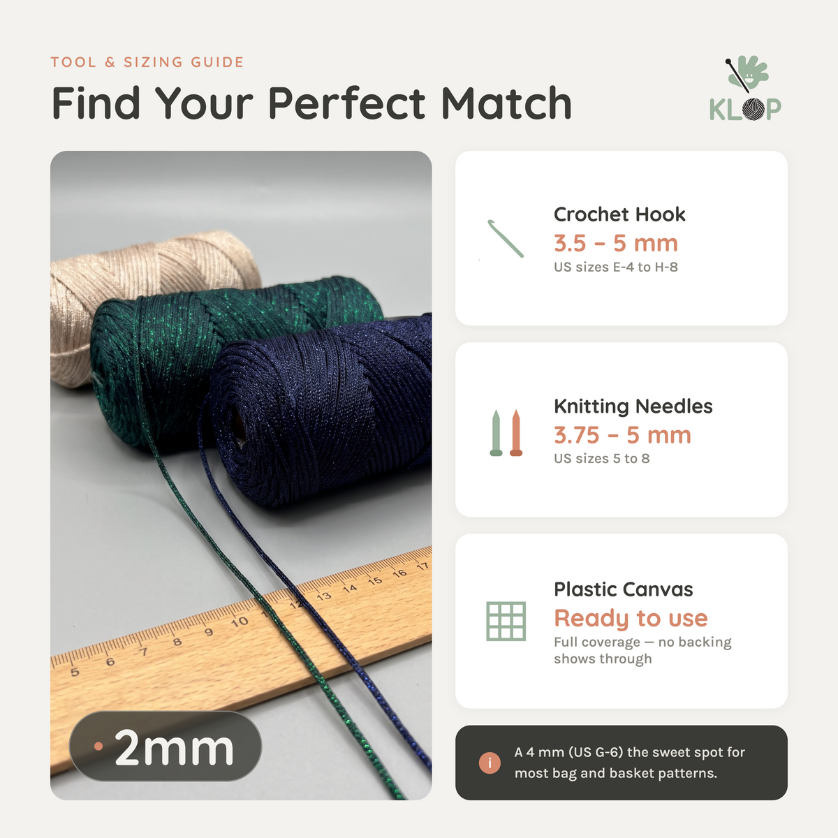 KLOP 2mm Sparkle Polyester Macrame Cord info
