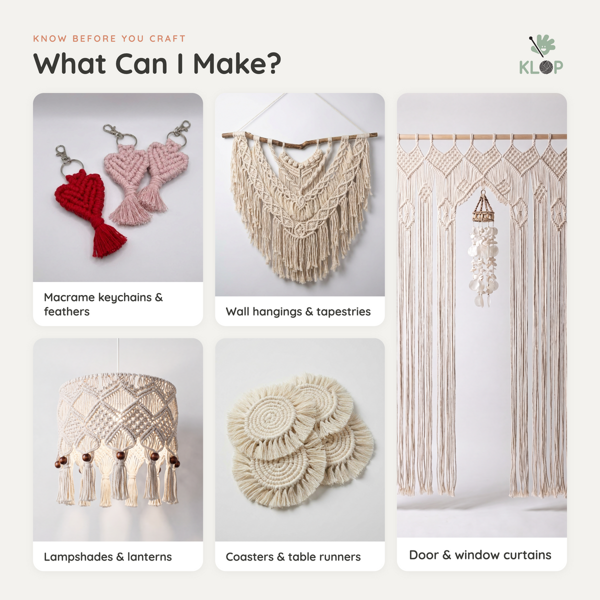 KLOP 3mm Single Strand Cotton Macrame Cord info