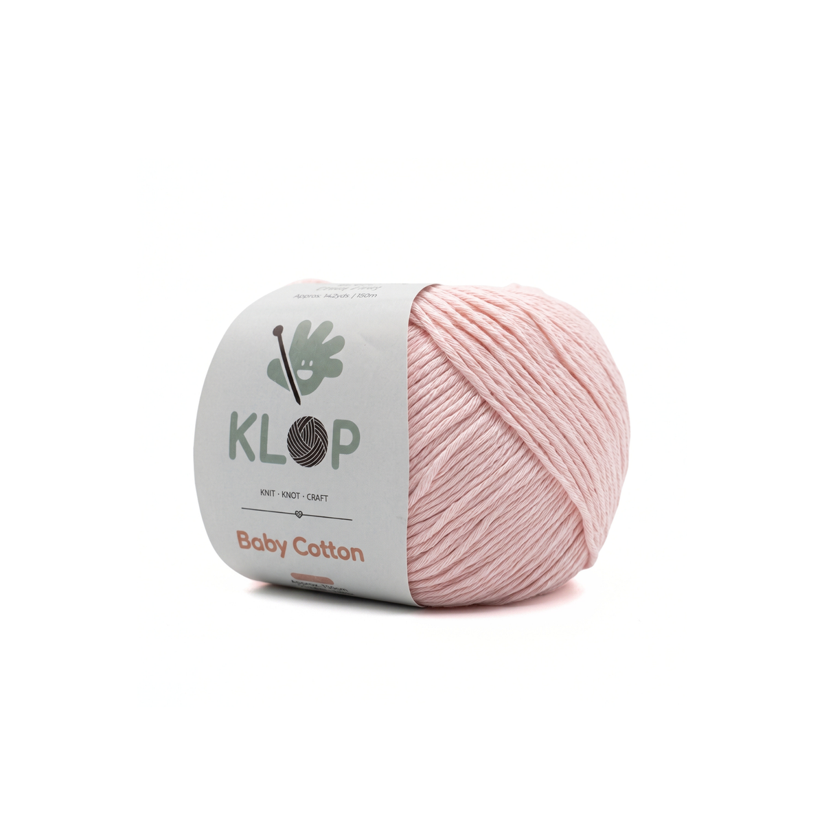 KLOP Baby Soft Cotton Yarn - Baby Pink