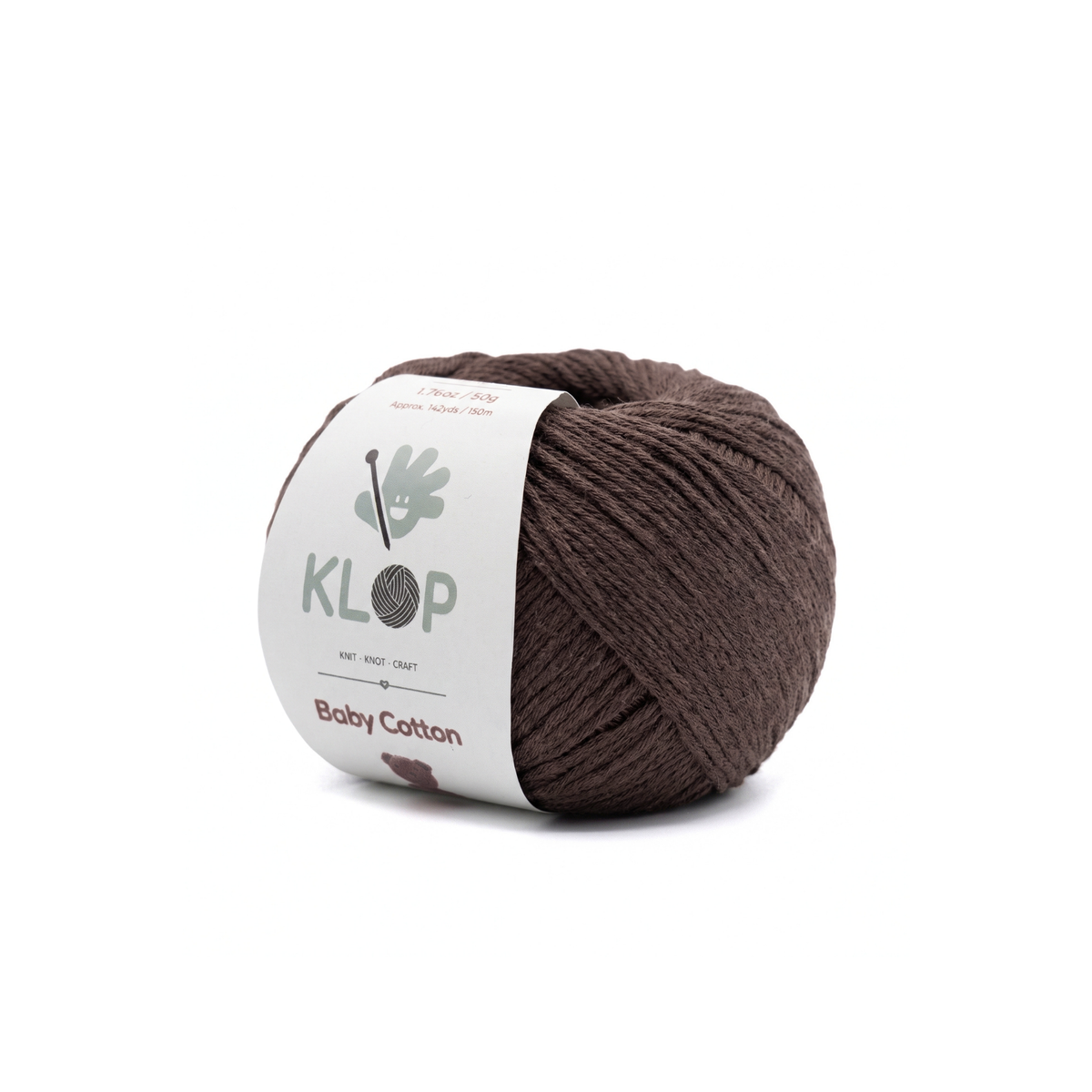 KLOP Baby Soft Cotton Yarn - Dark Chocolate