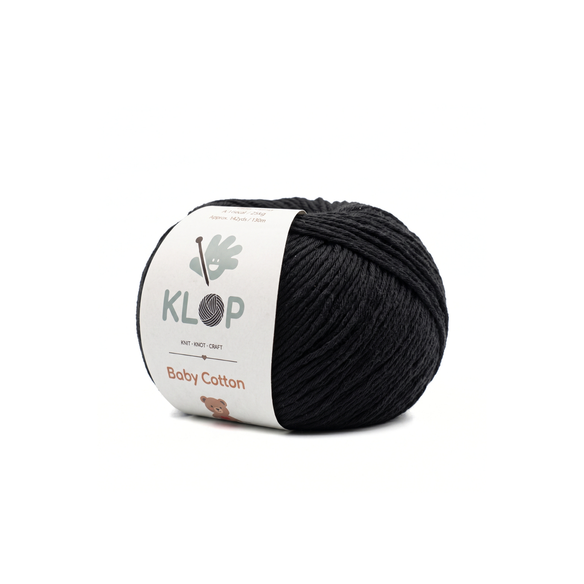 KLOP Baby Soft Cotton Yarn - Black