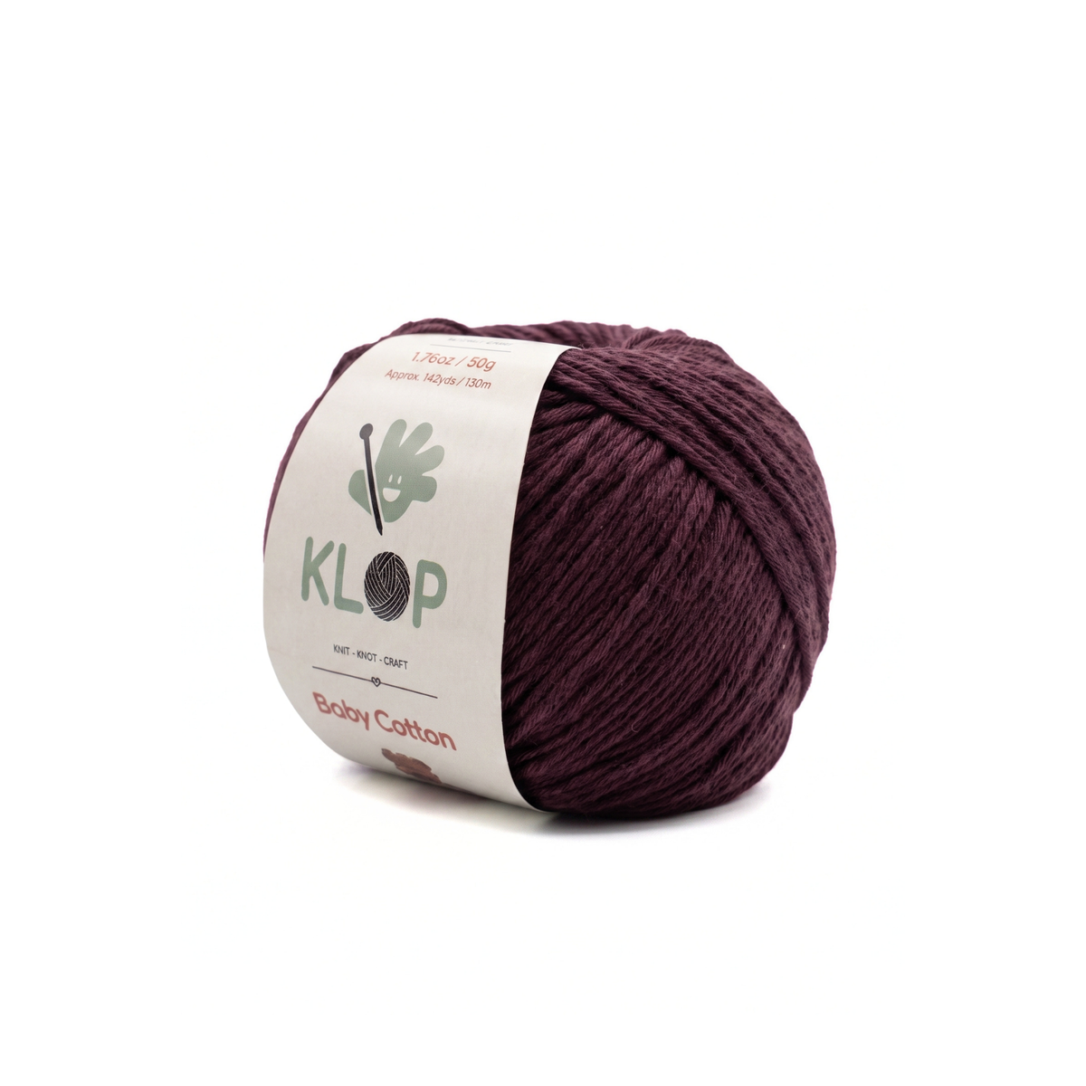 KLOP Baby Soft Cotton Yarn - Burgundy