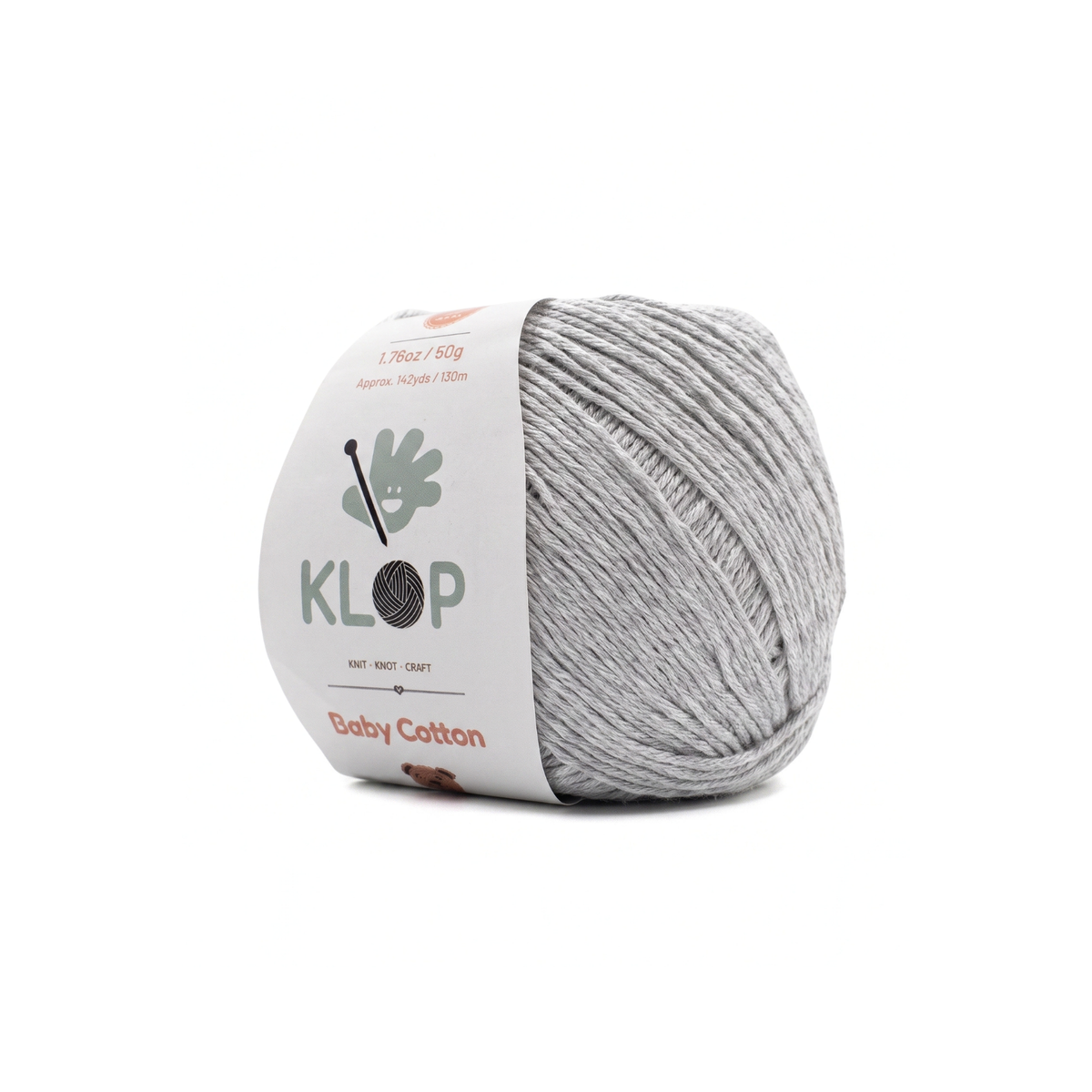 KLOP Baby Soft Cotton Yarn - Light Gray