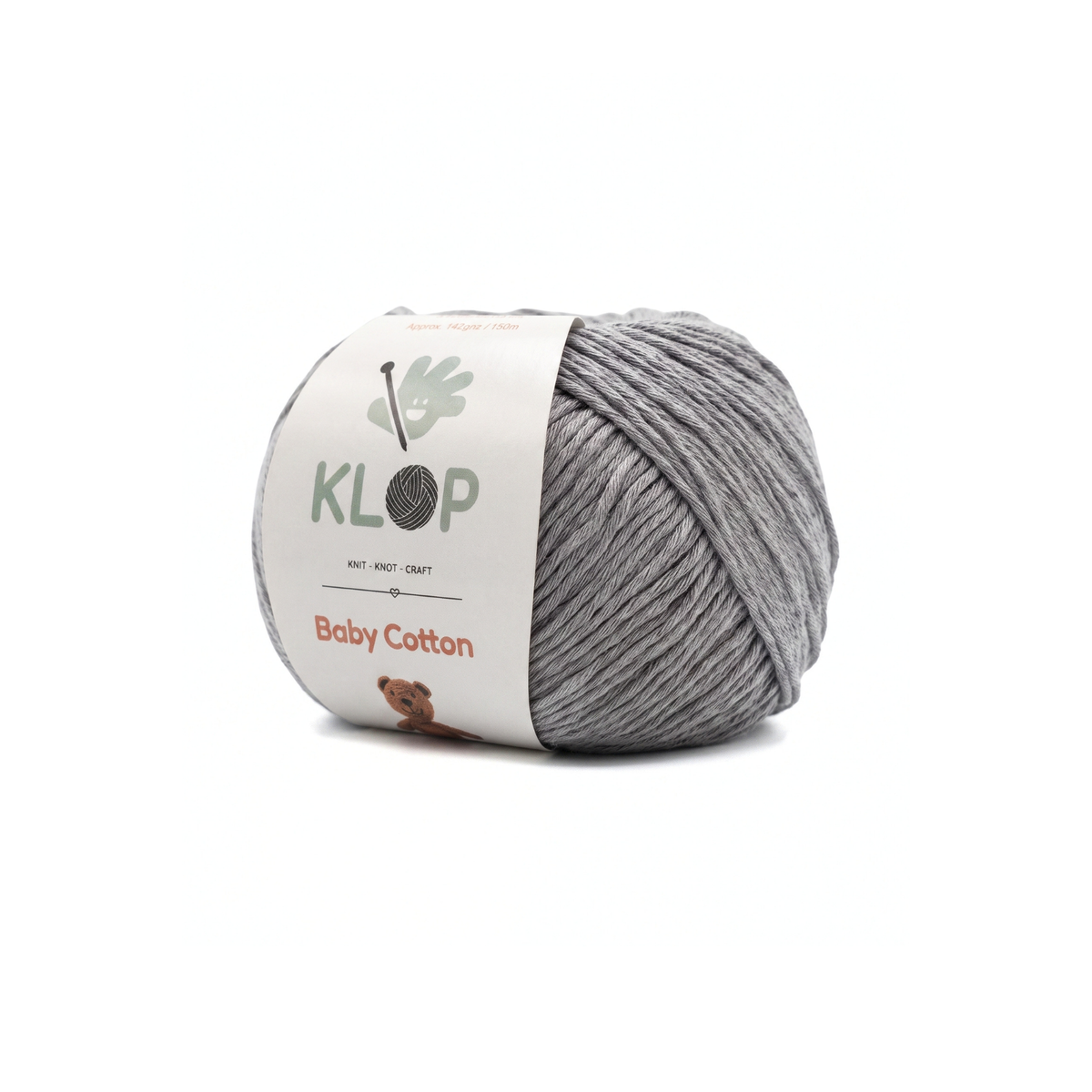 KLOP Baby Soft Cotton Yarn - Medium Gray
