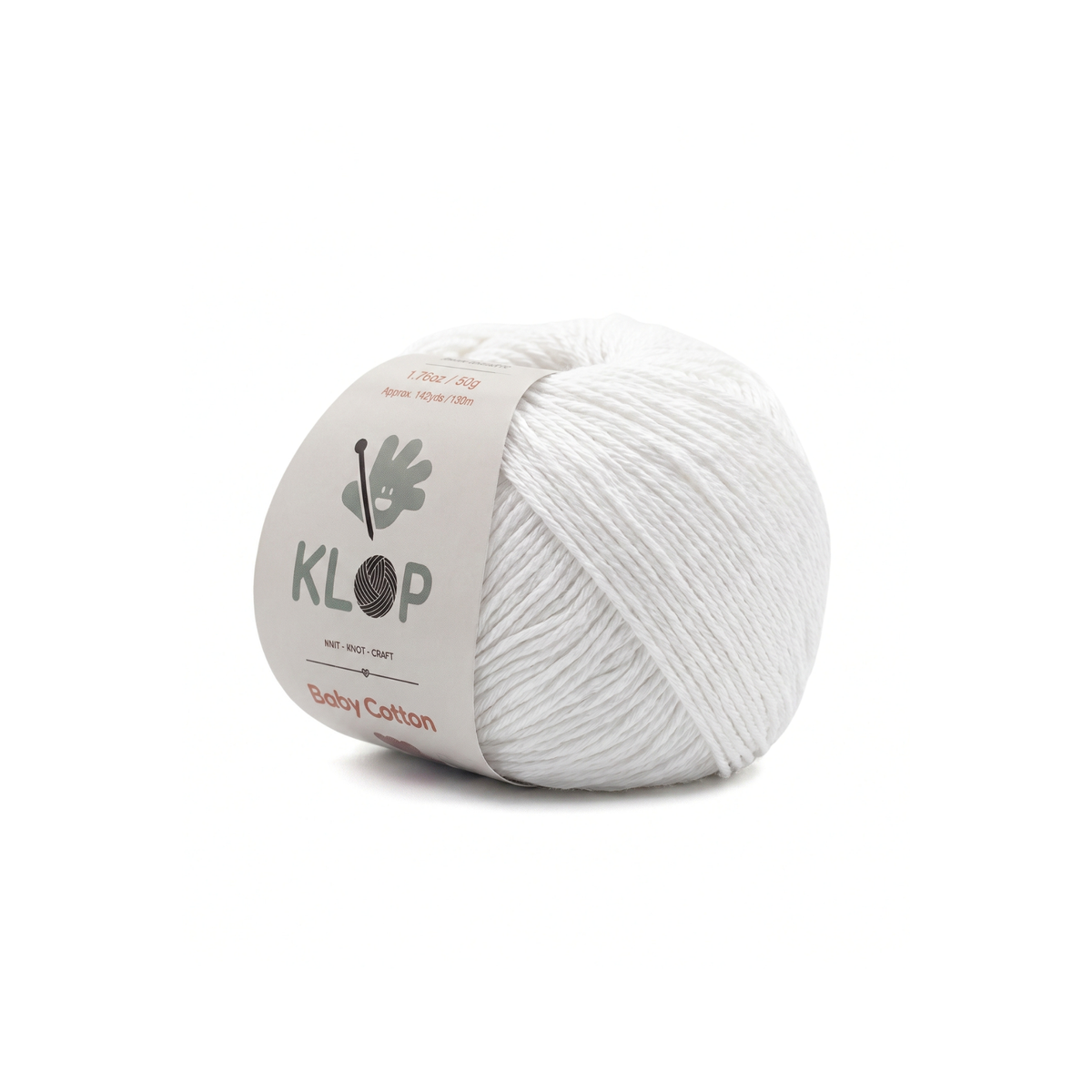 KLOP Baby Soft Cotton Yarn - White